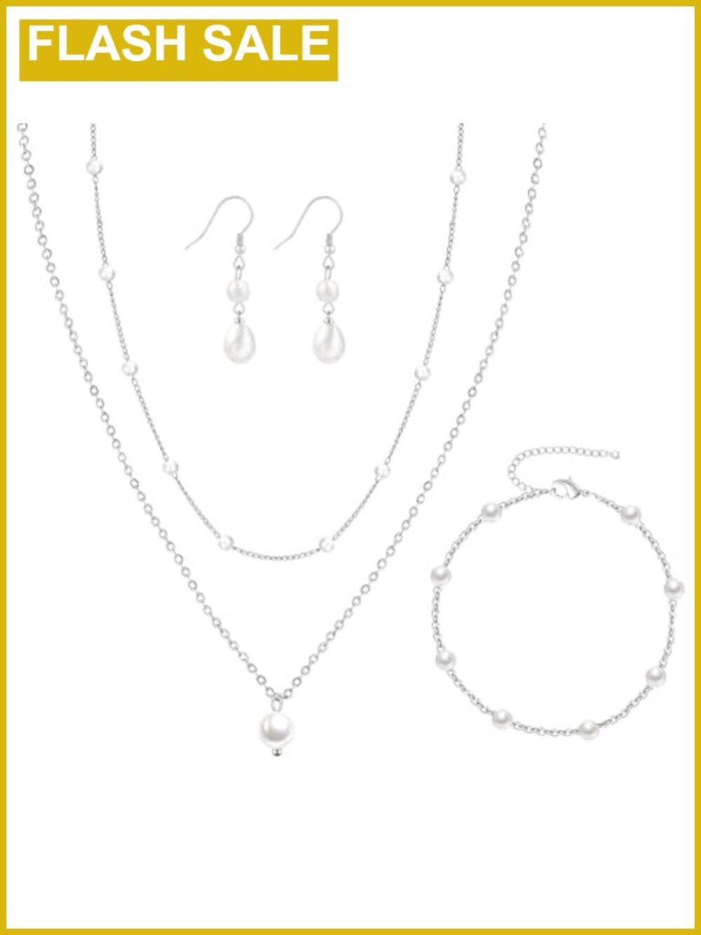 DIBOLA Pearl Jewelry Set: Dainty Layered 14K Gold Plated Choker Necklaces &